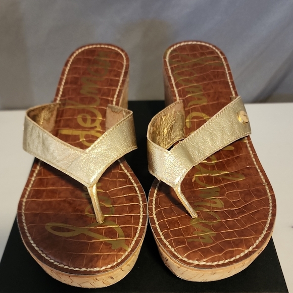 Sam Edelman Gold and Brown Women's Sandals - Picture 1 of 7